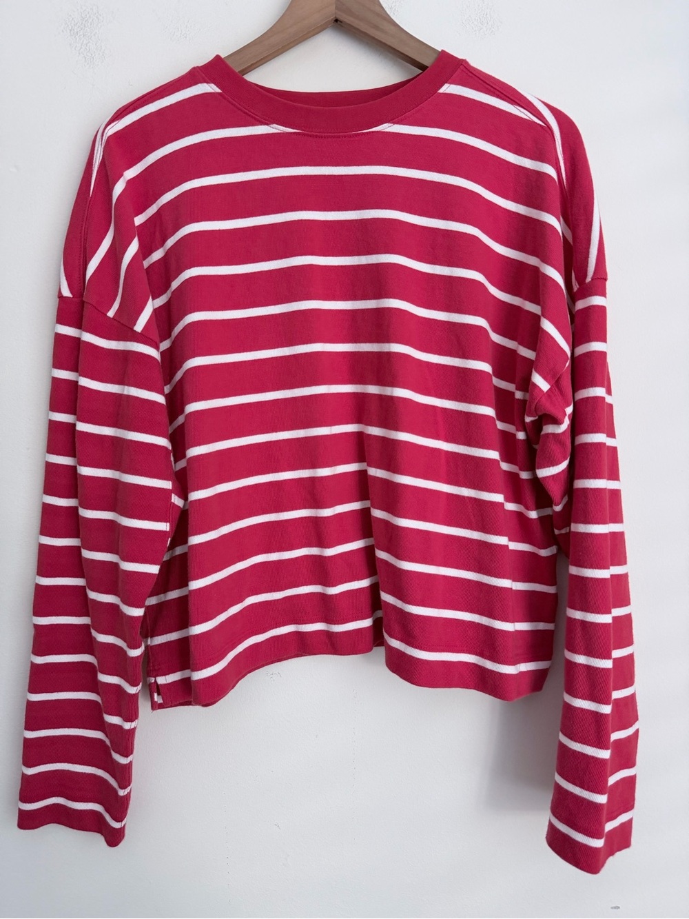 AYR Red White Striped Long-Sleeve Crewneck sweatshirt tee L